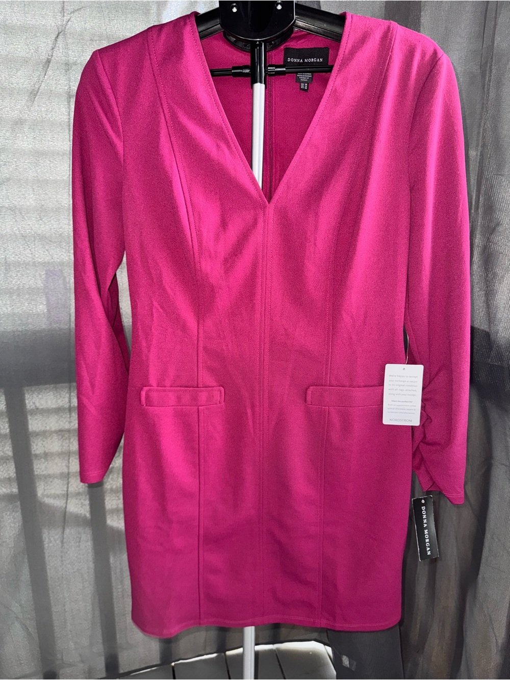 Donna Morgan Magenta Pink Long Sleeve Career Sheath Dress NWT